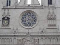 Lyon, Cathedrale St-Jean apres renovation, Facade, Rosace (2)